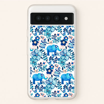 Elephant and Floral Pattern  - Flamingos Phone Case for Google Pixel 7 Pro