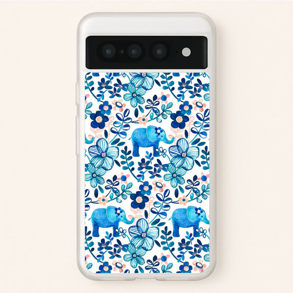 Elephant and Floral Pattern  - Flamingos Phone Case for Google Pixel 7 Pro