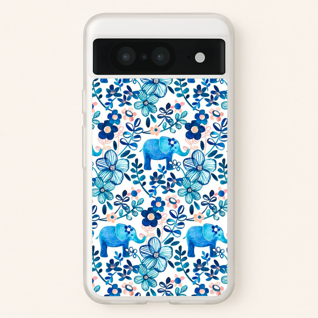 Elephant and Floral Pattern  - Flamingos Phone Case for Google Pixel 8