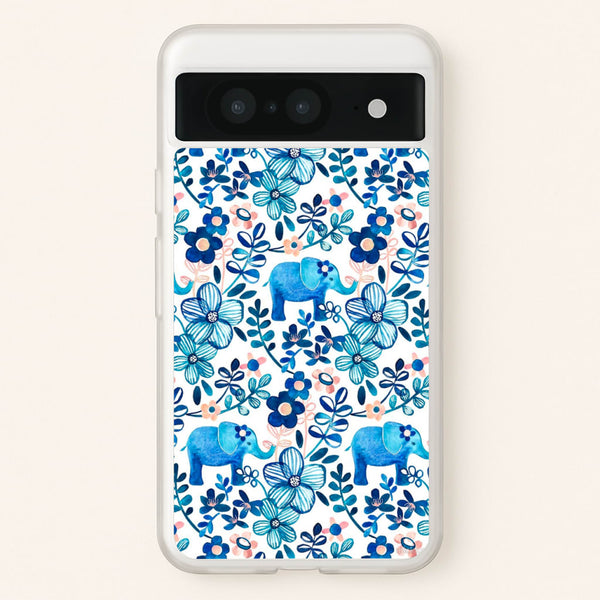 Elephant and Floral Pattern  - Flamingos Phone Case for Google Pixel 8