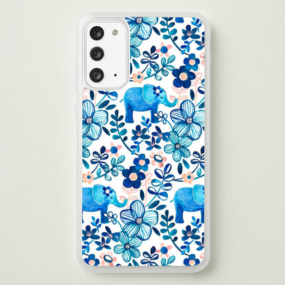 Elephant and Floral Pattern  - Flamingos Phone Case for Galaxy Note 20
