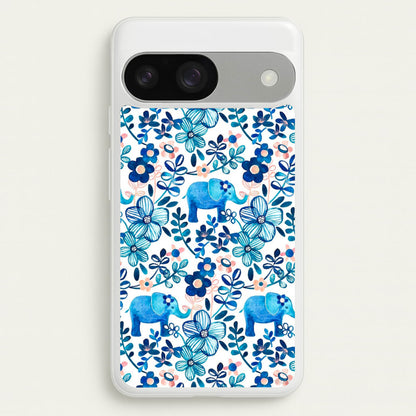 Elephant and Floral Pattern  - Flamingos Phone Case for Google Pixel 9 / 9 Pro