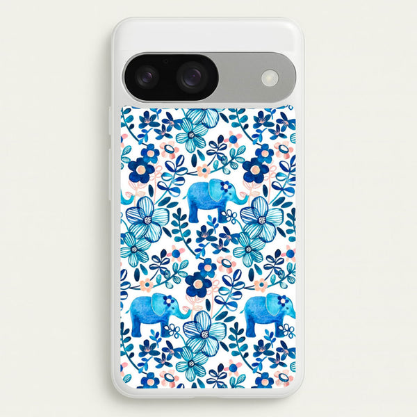 Elephant and Floral Pattern  - Flamingos Phone Case for Google Pixel 9 / 9 Pro