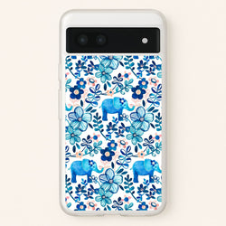 Elephant and Floral Pattern  - Flamingos Phone Case for Google Pixel 7a
