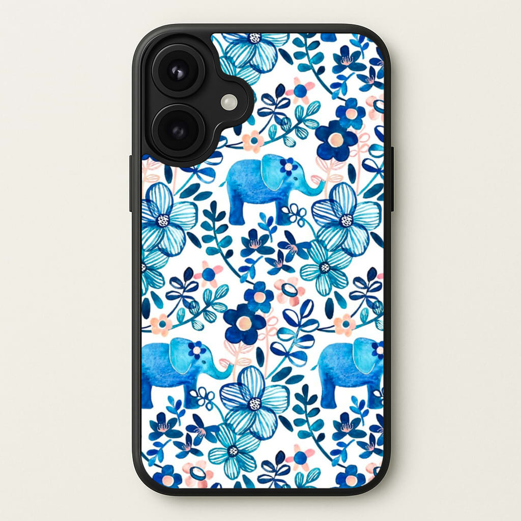 Elephant and Floral Pattern Phone Case for iPhone 17