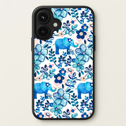 Elephant and Floral Pattern Phone Case for iPhone 17
