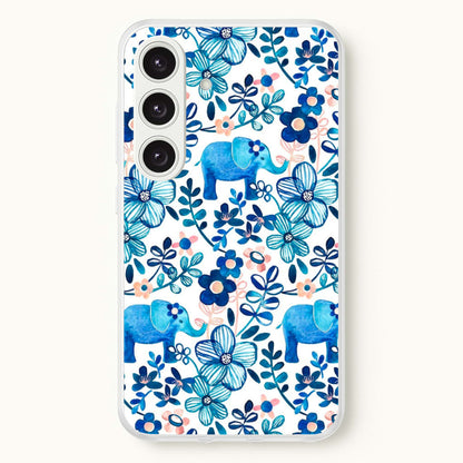 Elephant and Floral Pattern  - Flamingos Phone Case for Galaxy S24 Plus