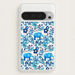 Elephant and Floral Pattern  - Flamingos Phone Case for Google Pixel 9 Pro XL