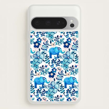 Elephant and Floral Pattern  - Flamingos Phone Case for Google Pixel 9 Pro XL