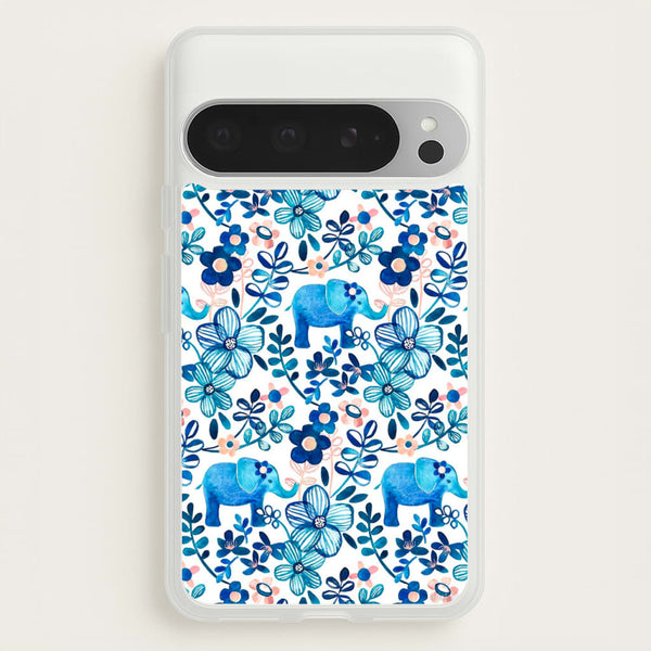 Elephant and Floral Pattern  - Flamingos Phone Case for Google Pixel 9 Pro XL