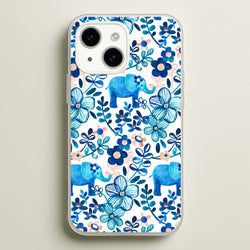 Elephant and Floral Pattern  - Flamingos Phone Case for iPhone 15