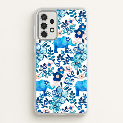 Elephant and Floral Pattern  - Flamingos Phone Case for Galaxy A52 / A52s