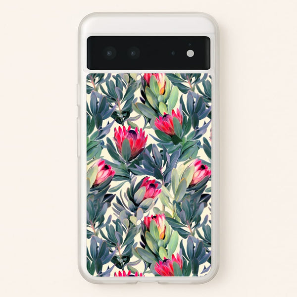 Painted Protea Pattern  - Floral Phone Case for Google Pixel 6