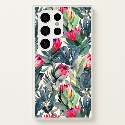 Painted Protea Pattern  - Floral Phone Case for Galaxy S24 Ultra
