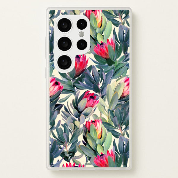 Painted Protea Pattern  - Floral Phone Case for Galaxy S24 Ultra