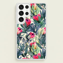 Painted Protea Pattern  - Floral Phone Case for Galaxy S23 Ultra