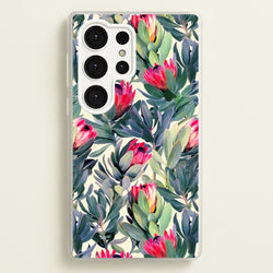 Painted Protea Pattern  - Floral Phone Case for Galaxy S25 Ultra