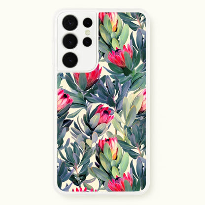 Painted Protea Pattern  - Floral Phone Case for Galaxy S21 Ultra