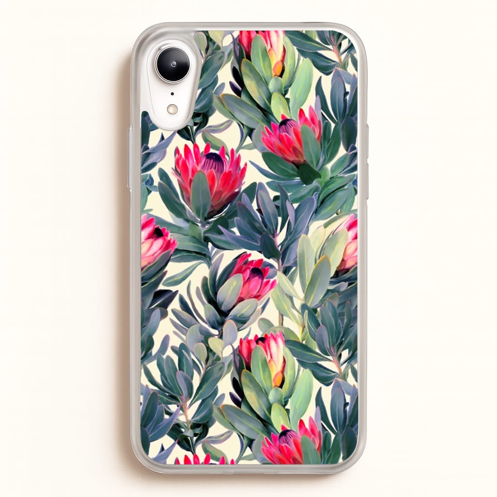 Painted Protea Pattern  - Floral Phone Case for iPhone XR