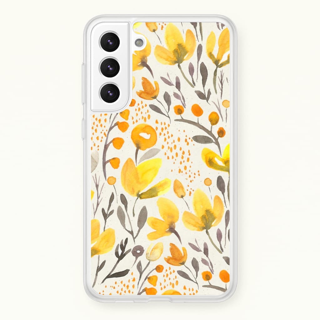 Yellow Field Floral  - Floral Phone Case for Galaxy S21