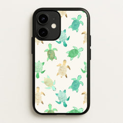 Gilded Jade & Mint Turtles  -  Phone Case for iPhone 12 Mini