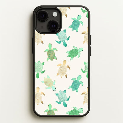 Gilded Jade & Mint Turtles  -  Phone Case for iPhone 13 Mini
