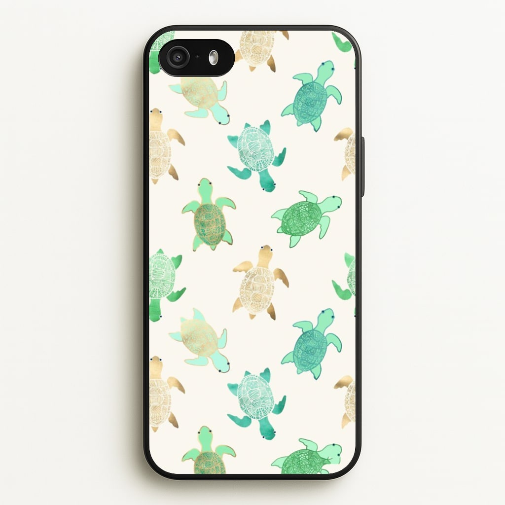 Gilded Jade & Mint Turtles  -  Phone Case for iPhone 5 / 5s / SE 2016