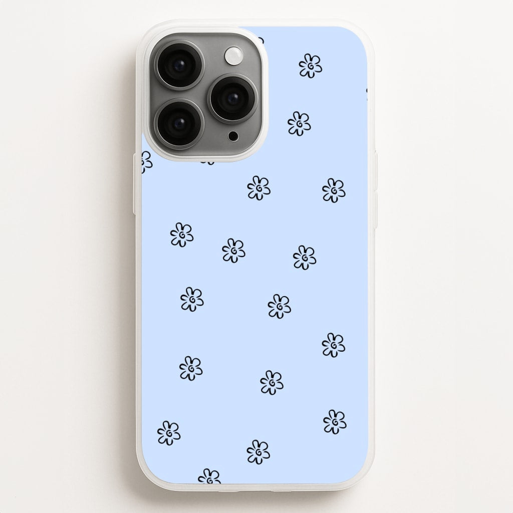 Detail Flower Pattern - Blue  -  Phone Case for iPhone 16 Pro Max