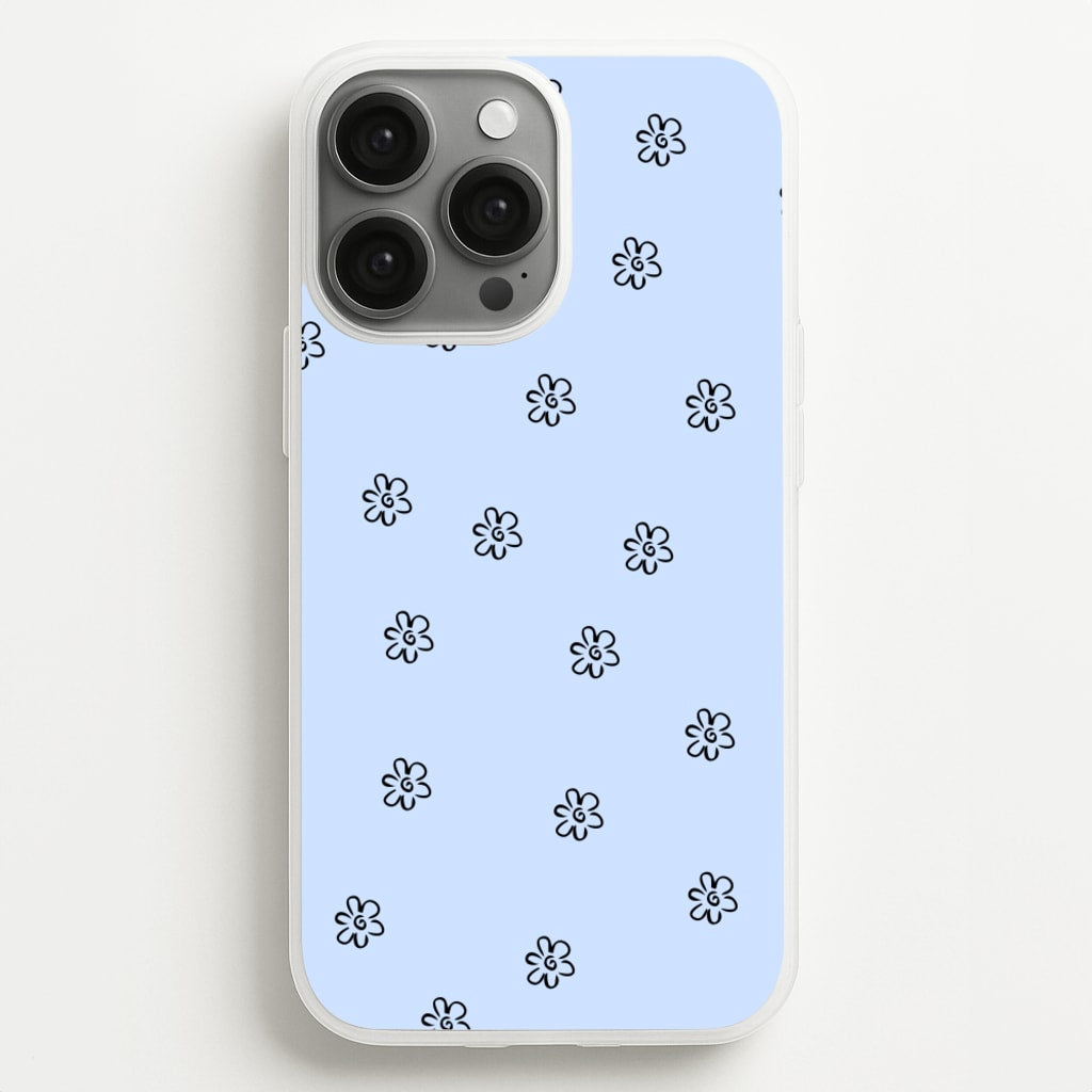 Detail Flower Pattern - Blue  -  Phone Case for iPhone 13 Pro Max