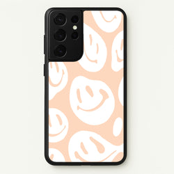 Trippn Smiley - Orange  - Abstract Patterns Phone Case for Galaxy S21 Ultra