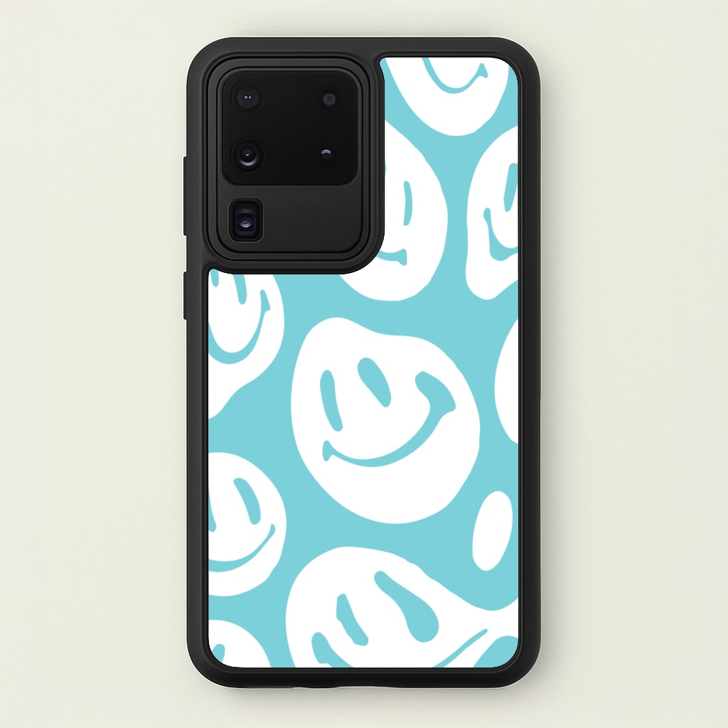 Trippn Smiley - Blue  - Abstract Patterns Phone Case for Galaxy S20 Ultra