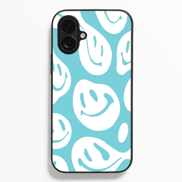 Trippn Smiley - Blue  - Abstract Patterns Phone Case for iPhone 16 Plus