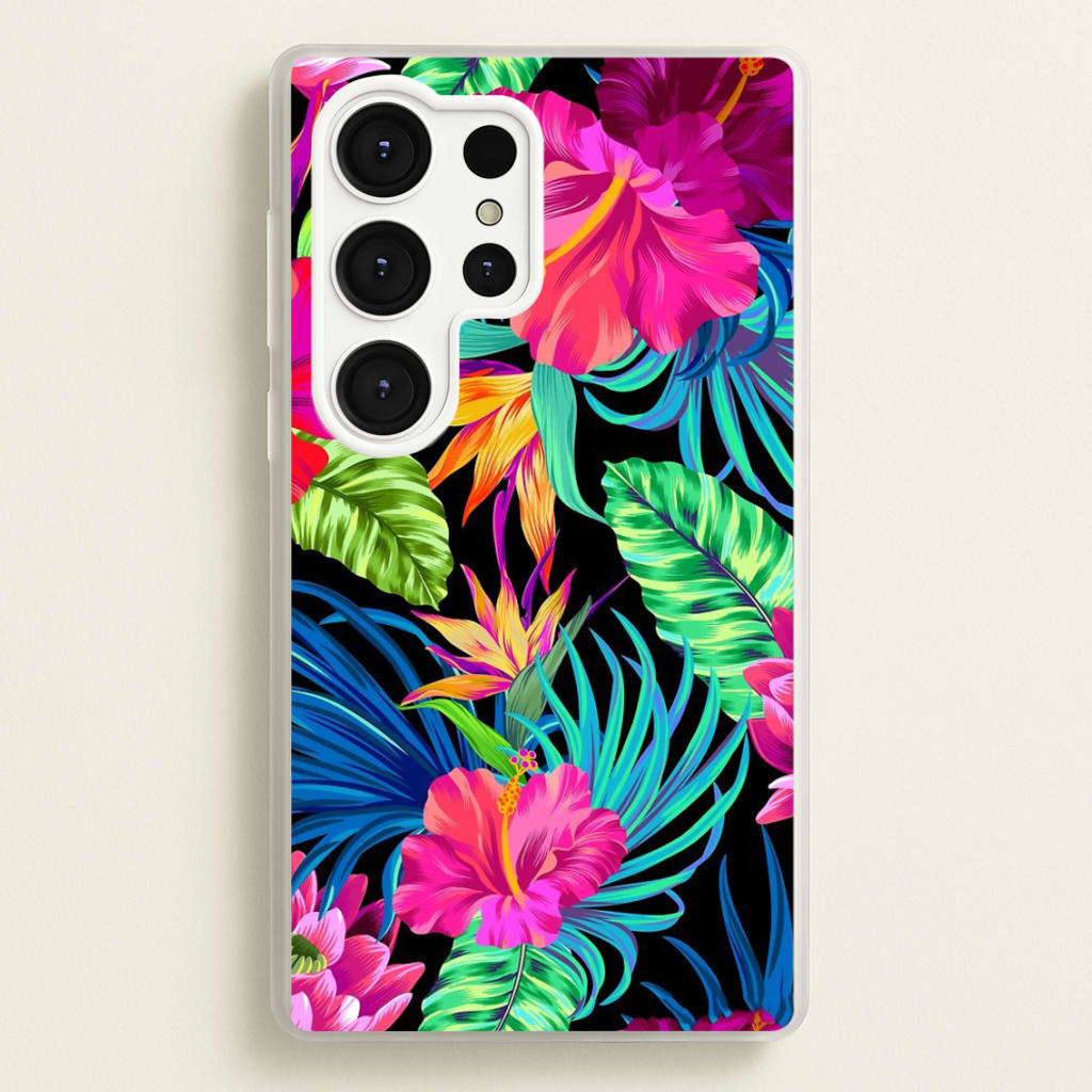 Colourful Hibiscus Pattern  -  Phone Case for Galaxy S25 Ultra