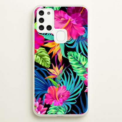 Colourful Hibiscus Pattern  -  Phone Case for Galaxy A21s