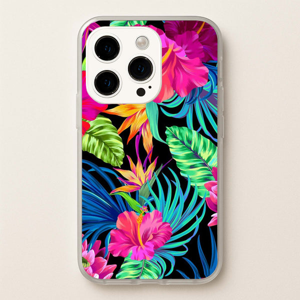 Colourful Hibiscus Pattern  -  Phone Case for iPhone 15 Pro Max