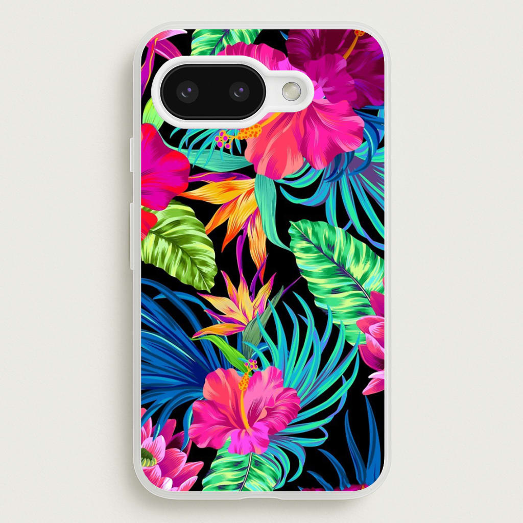 Colourful Hibiscus Pattern  -  Phone Case for Google Pixel 9a