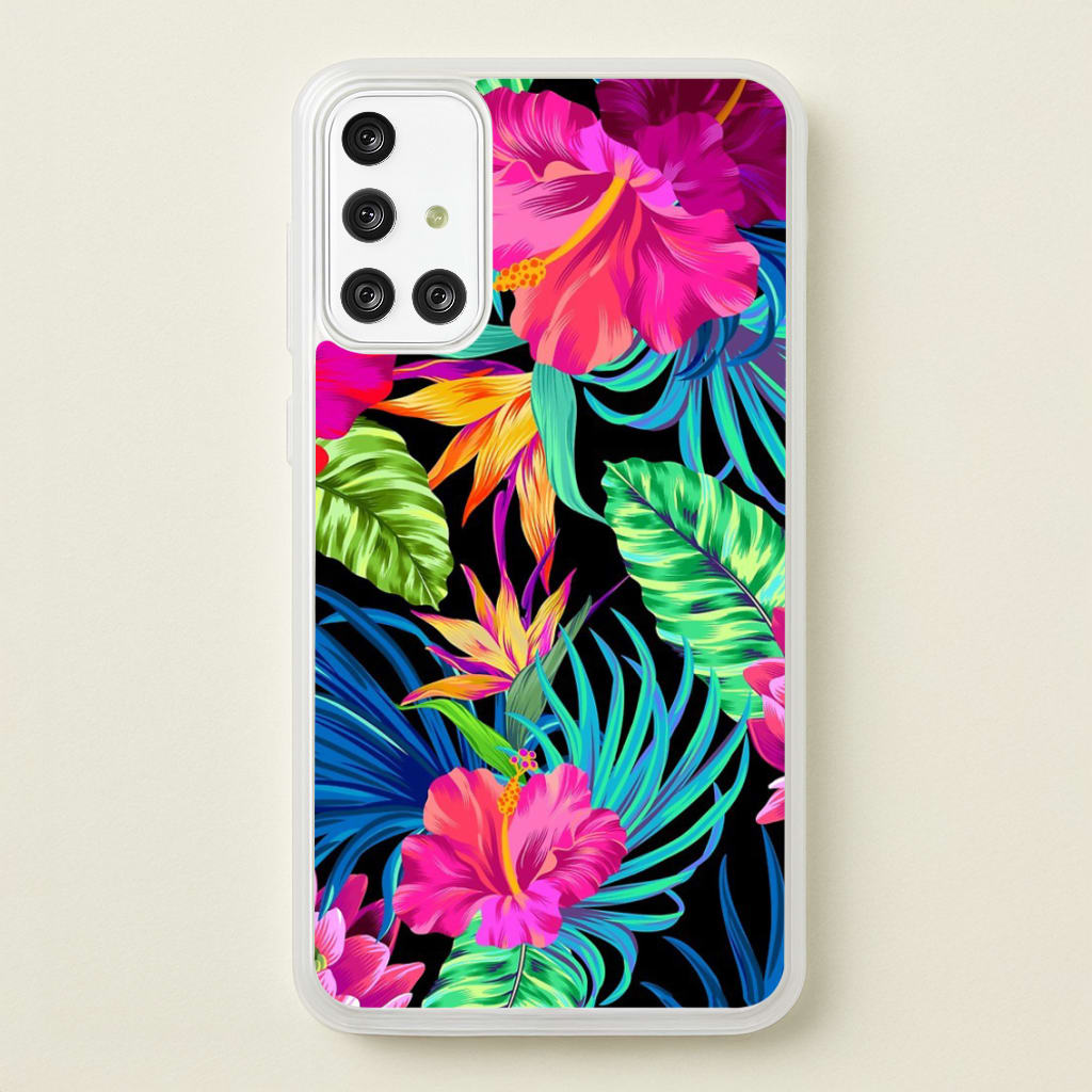 Colourful Hibiscus Pattern  -  Phone Case for Galaxy A71