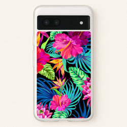 Colourful Hibiscus Pattern  -  Phone Case for Google Pixel 7a