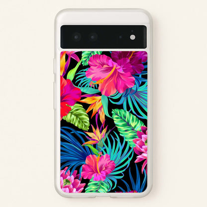Colourful Hibiscus Pattern  -  Phone Case for Google Pixel 6