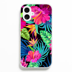 Colourful Hibiscus Pattern  -  Phone Case for iPhone 16 Plus