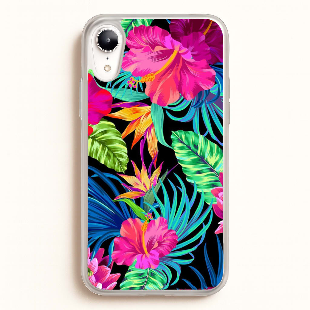 Colourful Hibiscus Pattern  -  Phone Case for iPhone XR
