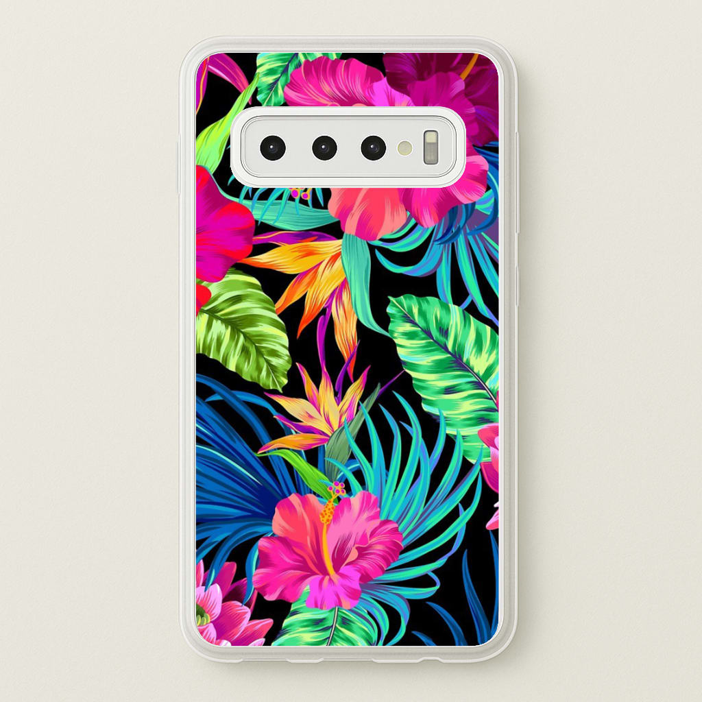 Colourful Hibiscus Pattern  -  Phone Case for Galaxy S10