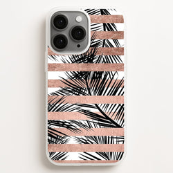 Rose Gold Tropical Palm Leaf Pattern  -  Phone Case for iPhone 16 Pro Max