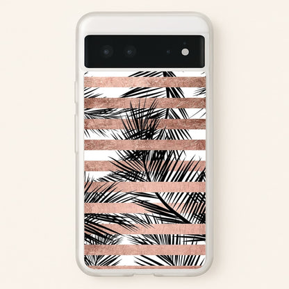 Rose Gold Tropical Palm Leaf Pattern  -  Phone Case for Google Pixel 6