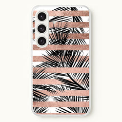 Rose Gold Tropical Palm Leaf Pattern  -  Phone Case for Galaxy S24 Plus