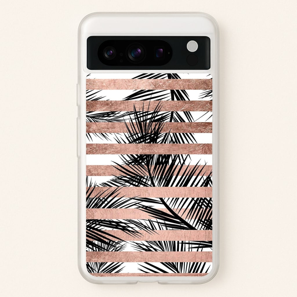 Rose Gold Tropical Palm Leaf Pattern  -  Phone Case for Google Pixel 8 Pro