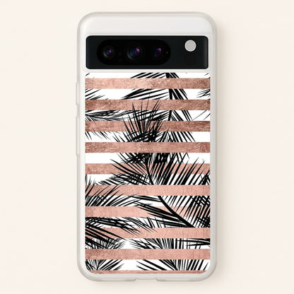 Rose Gold Tropical Palm Leaf Pattern  -  Phone Case for Google Pixel 8 Pro
