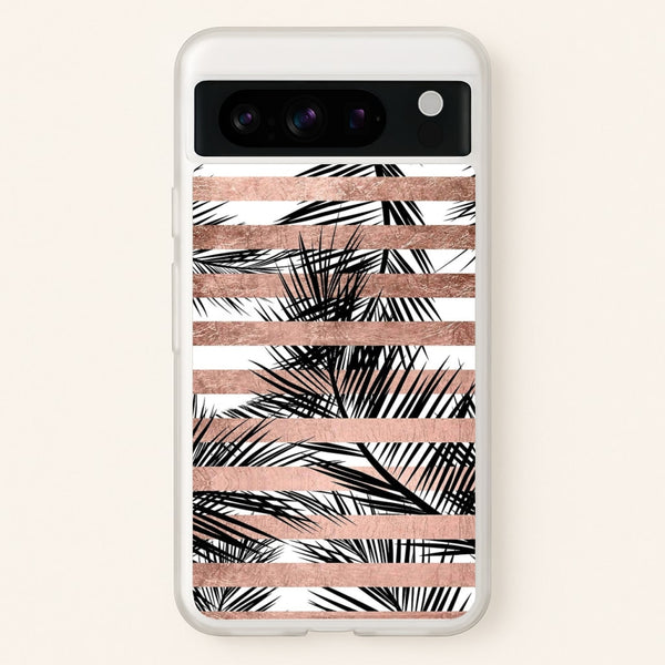 Rose Gold Tropical Palm Leaf Pattern  -  Phone Case for Google Pixel 8 Pro