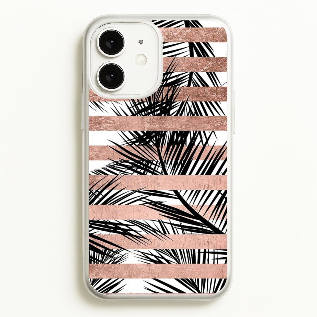 Rose Gold Tropical Palm Leaf Pattern  -  Phone Case for iPhone 11