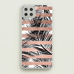 Rose Gold Tropical Palm Leaf Pattern  -  Phone Case for Galaxy A12